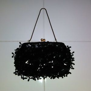 Vintage Black sequin beaded handbag.